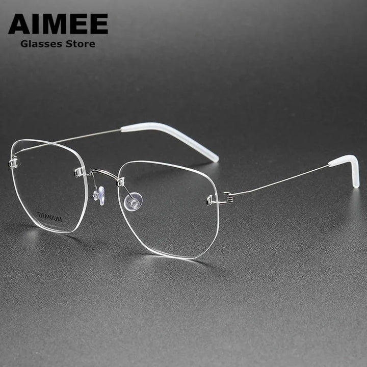 Aimee Women's Rimless Polygon Screwless Titanium Eyeglasses 15358