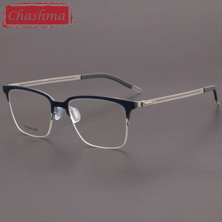 Chashma Women's Full Rim Square Titanium Acetate Eyeglasses 8202 Full Rim Chashma Blue Silver  