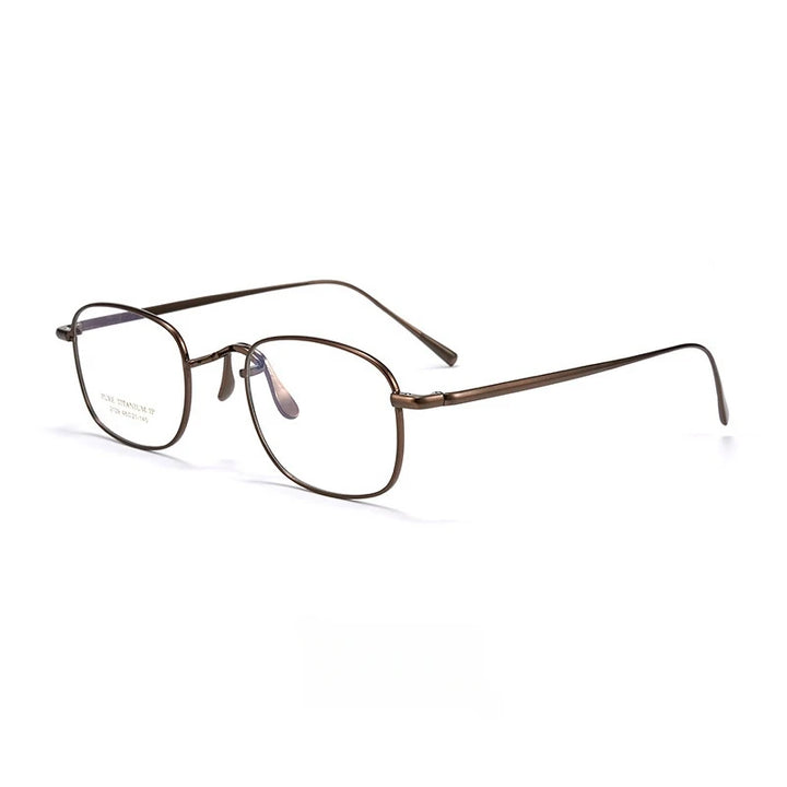 Yimaruili Women's Full Rim Oval Square Titanium Eyeglasses 2129 Full Rim Yimaruili Eyeglasses Bronze  