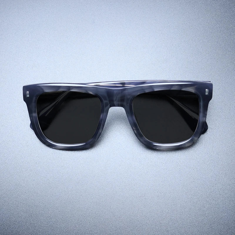 Gatenac Unisex Full Rim Big Square Acetate Polarized Sunglasses M007 Sunglasses Gatenac Stripe Black  