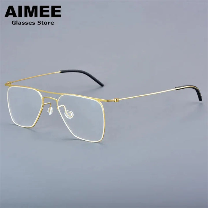 Aimee Women's Full Rim Square Double Bridge Brow Line Titanium Eyeglasses 55702