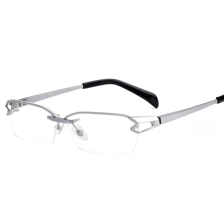 Muzz Unisex Semi Rimless Oval Square Titanium Eyeglasses 41143 Rimless Muzz Half Frame Sivery  