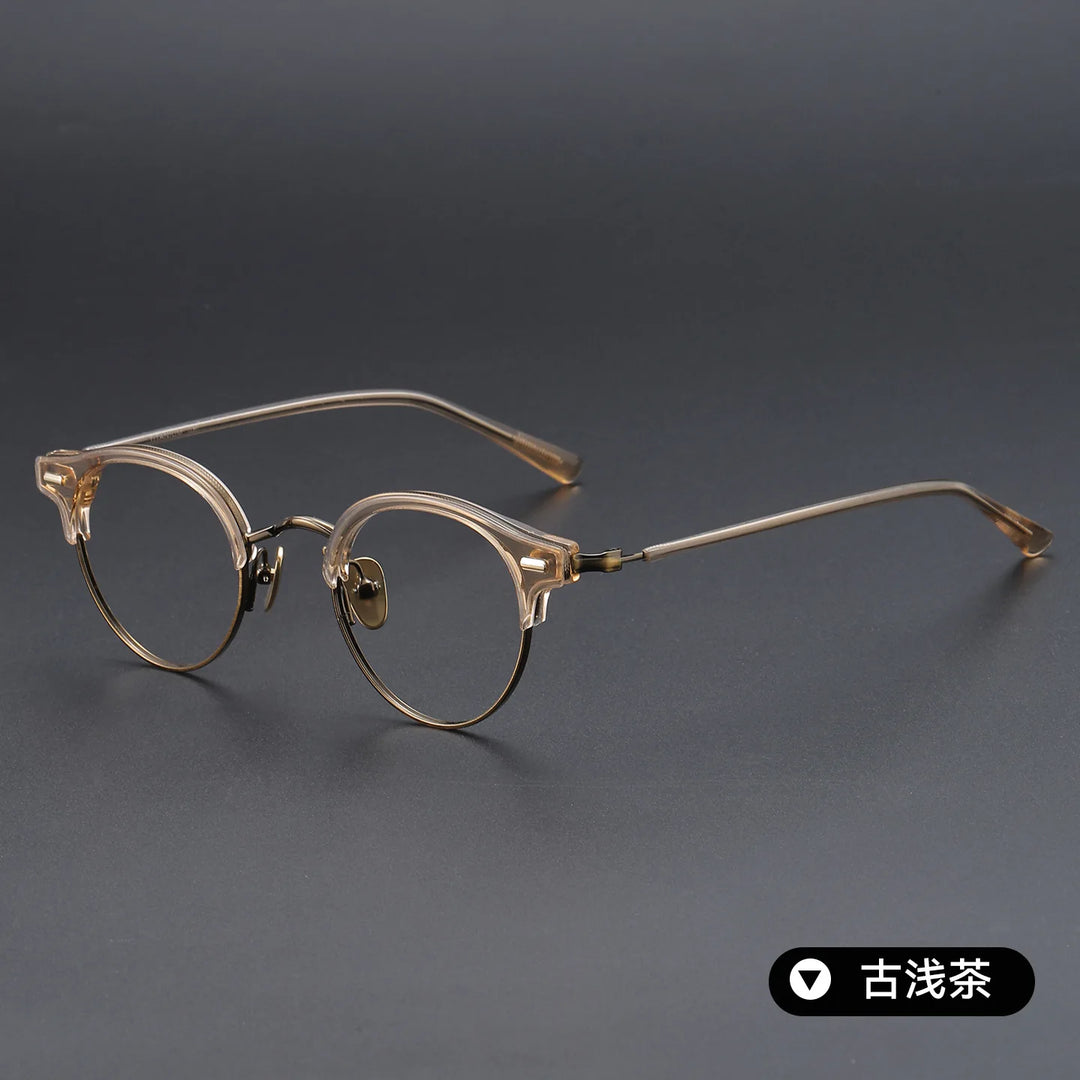 Bclear Unisex Full Rim Round Titanium Eyeglasses SM-V8264