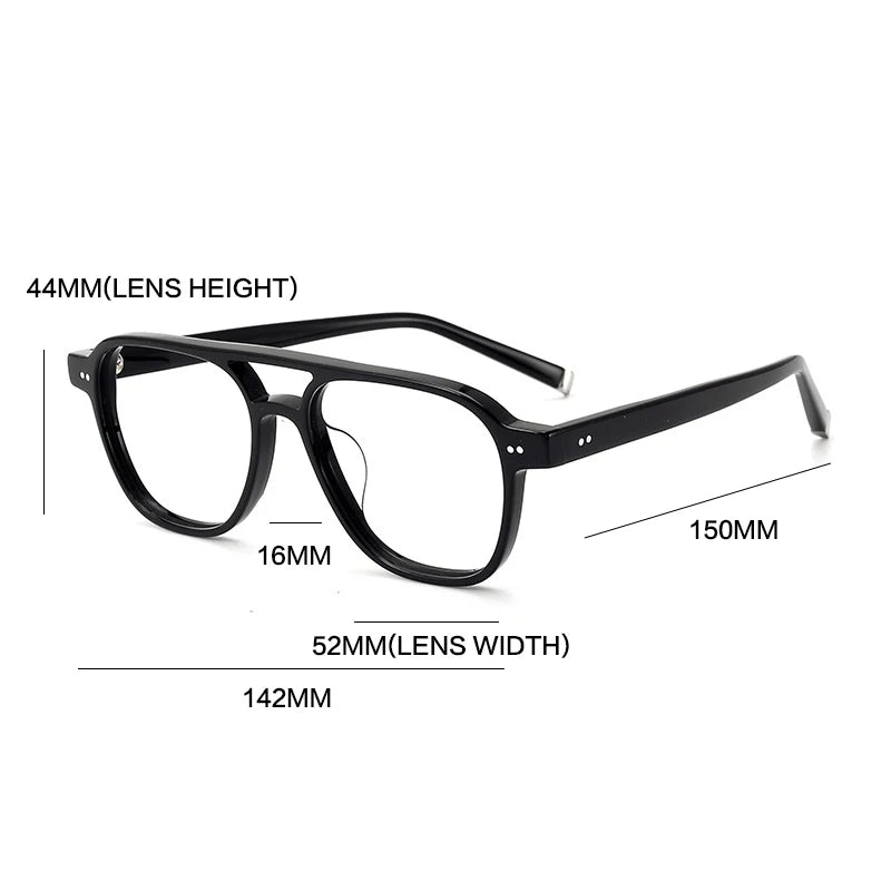 Gatenac Unisex Full Rim Square Double Bridge Acetate Eyeglasses Yj1489 Full Rim Gatenac   