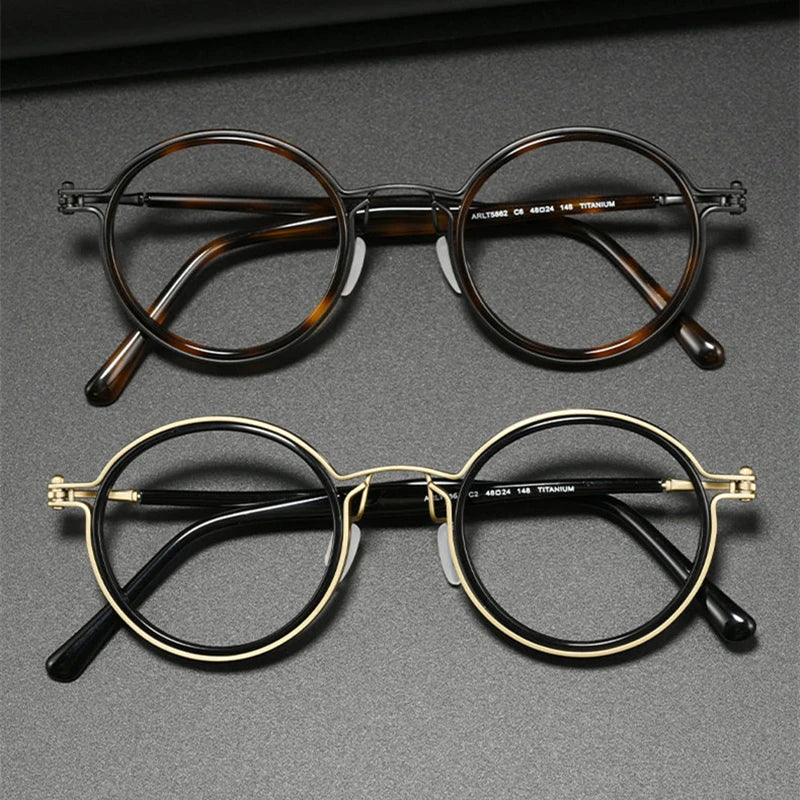 Black Mask Unisex Full Rim Round Titanium Eyeglasses BM-5862