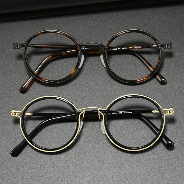 Black Mask Unisex Full Rim Round Titanium Eyeglasses BM-5862