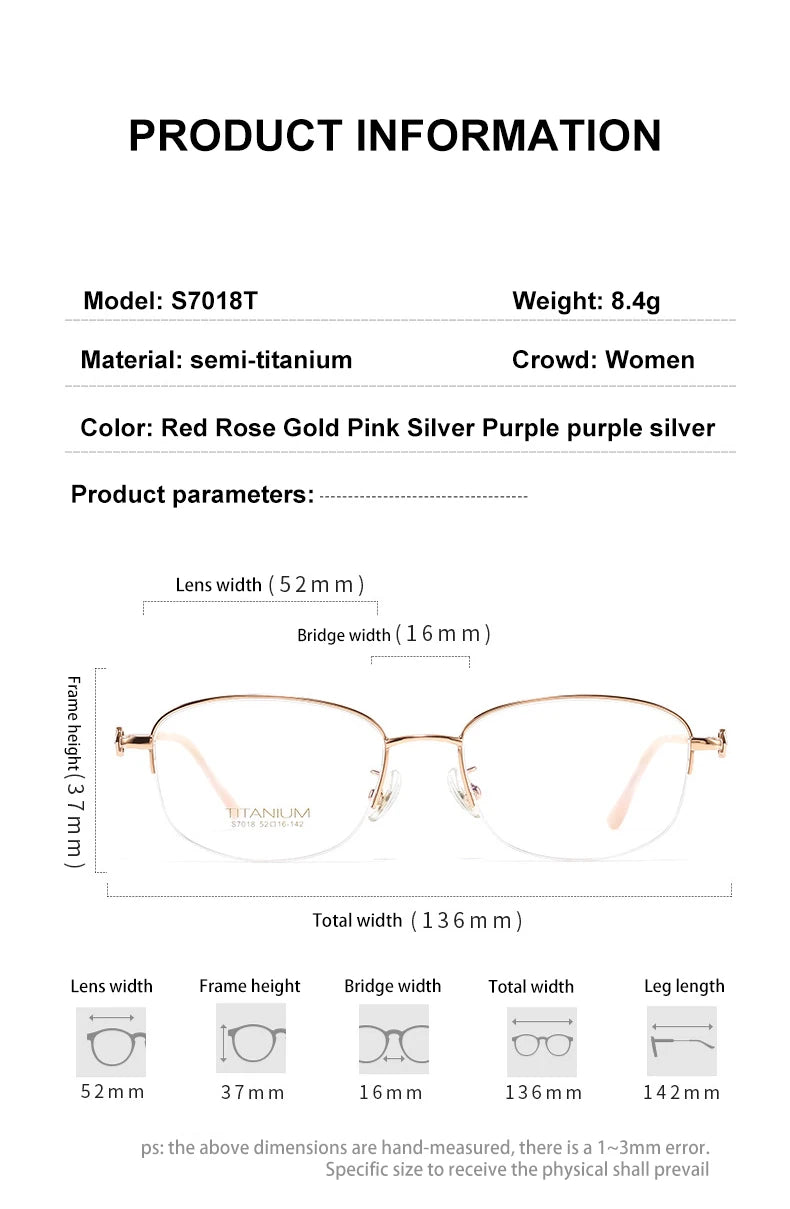 Vicky Women's Semi Rim Oval Square Titanium Reading Glasses 47018 Reading Glasses Vicky