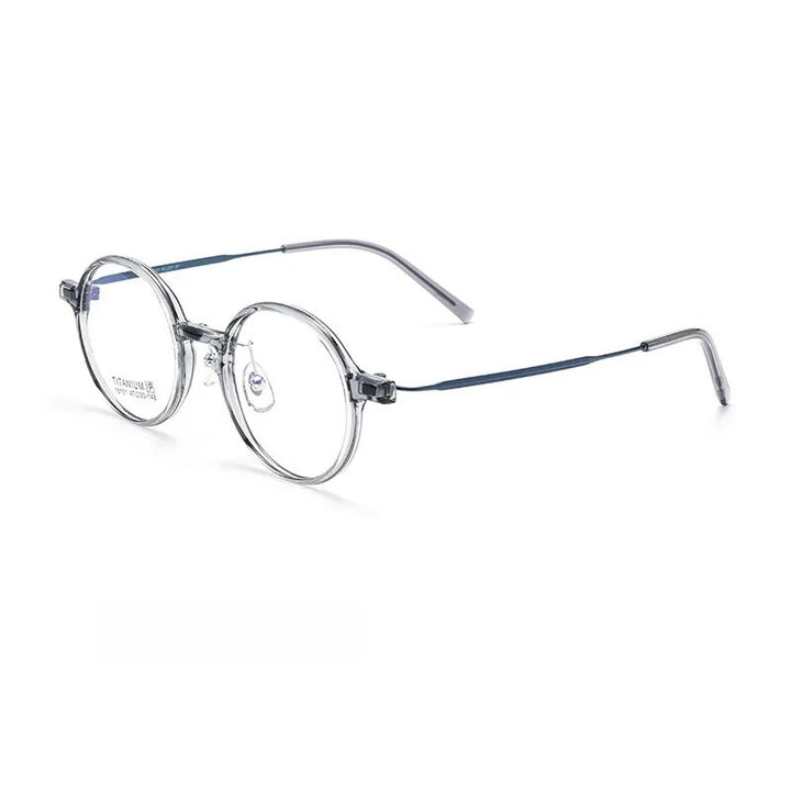 Yimaruili Unisex Full Rim Small Round Tr 90 Titanium Eyeglasses 16101x Full Rim Yimaruili Eyeglasses Gray Blue  