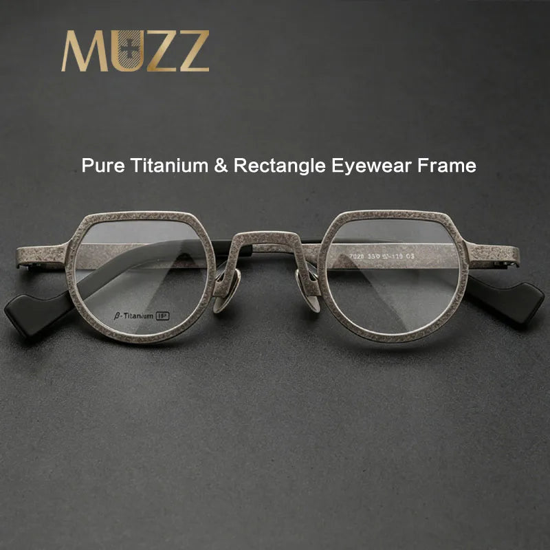 Muzz ST7020 men's rectangle pure titanium prescription eyeglasses