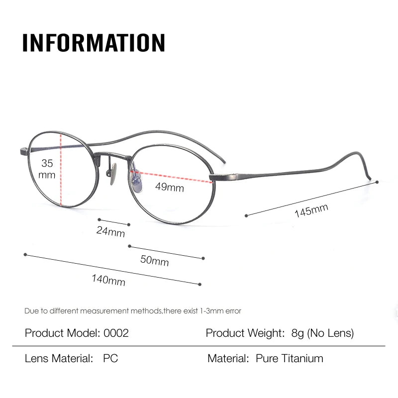 Muzz 0002 unisex small oval titanium prescription eyeglasses — view 2