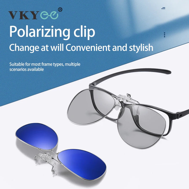 Vicky Unisex Full Rim Round Alloy Polarized Clip On Sunglasses V004 Clip On Sunglasses Vicky   