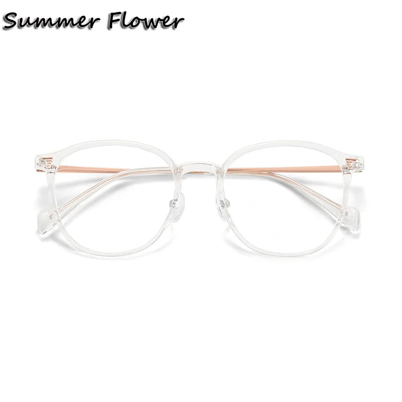 Summer Flower Women's Full Rim Oval Tr 90 Titanium Eyeglasses 801247 Full Rim Summer Flower Transparent