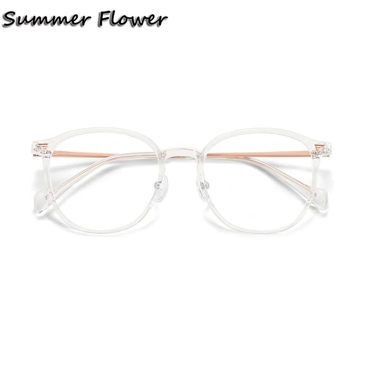 Summer Flower Women's Full Rim Round Tr 90 Titanium Eyeglasses 701247