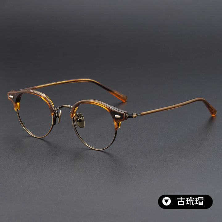 Bclear Unisex Full Rim Round Titanium Eyeglasses SM-V8264