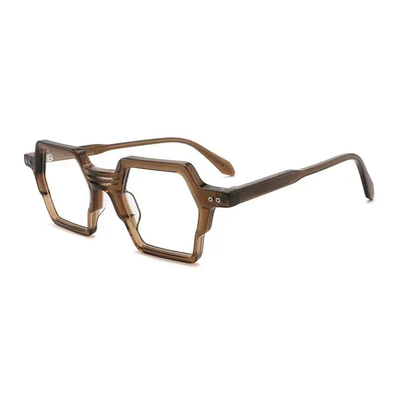 Hewei Unisex Full Rim Square Thick Acetate Eyeglasses 2281 Full Rim Hewei brown  