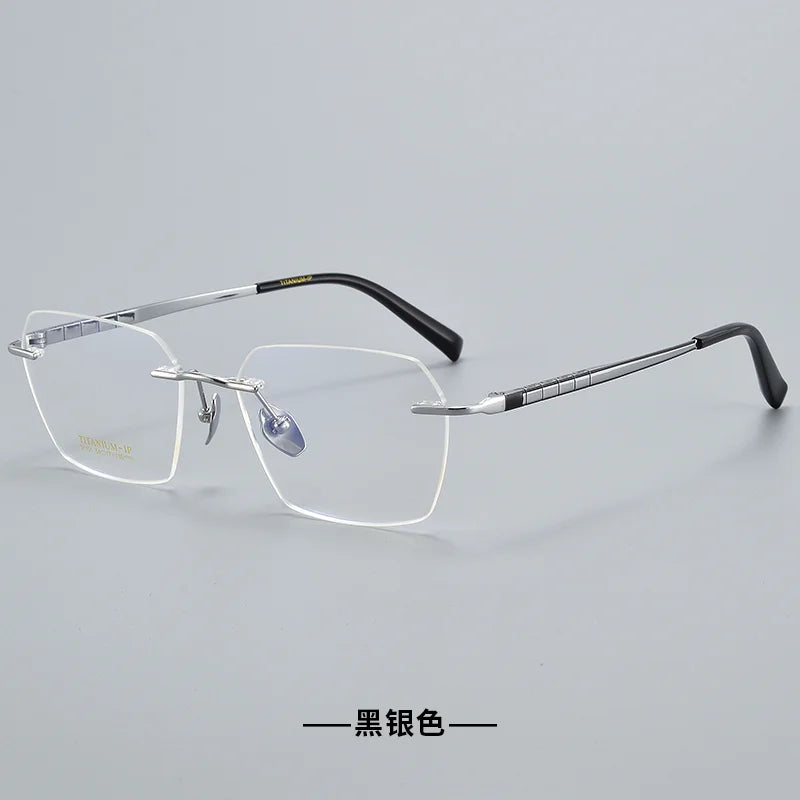 Reven Jate Women's Rimless Polygon Square Titanium Eyeglasses 91101