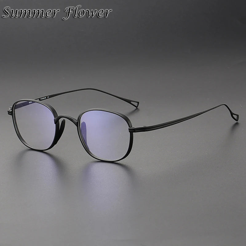 Summer Flower Unisex Full Rim Square Oval Titanium Eyeglasses 842114 Full Rim Summer Flower Black