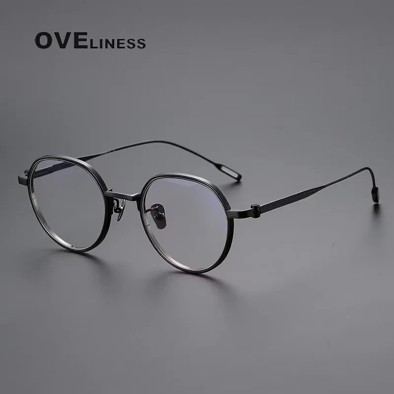 Oveliness Unisex Full Rim Flat Top Oval Titanium Eyeglasses 64261