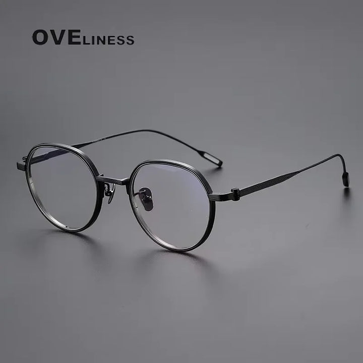 Oveliness Unisex Full Rim Flat Top Oval Titanium Eyeglasses 64261
