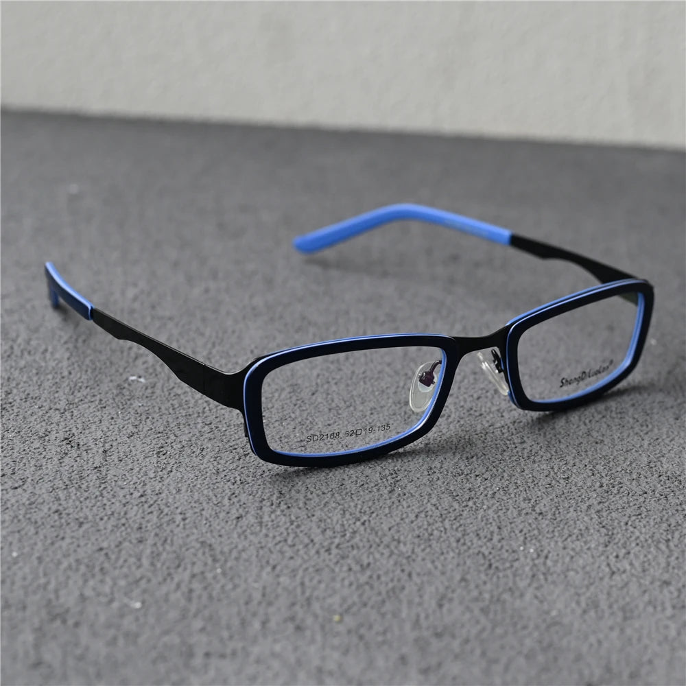 Cubojue Unisex Full Rim Rectangle Alloy Acetate Reading Glasses 2108 Reading Glasses Cubojue +375 Blue 