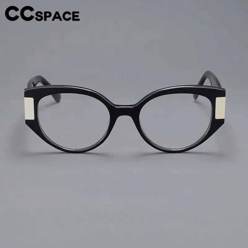 CCSpace Unisex Full Rim Cat Eye Acetate Titanium Eyeglasses 57203 Full Rim CCspace   