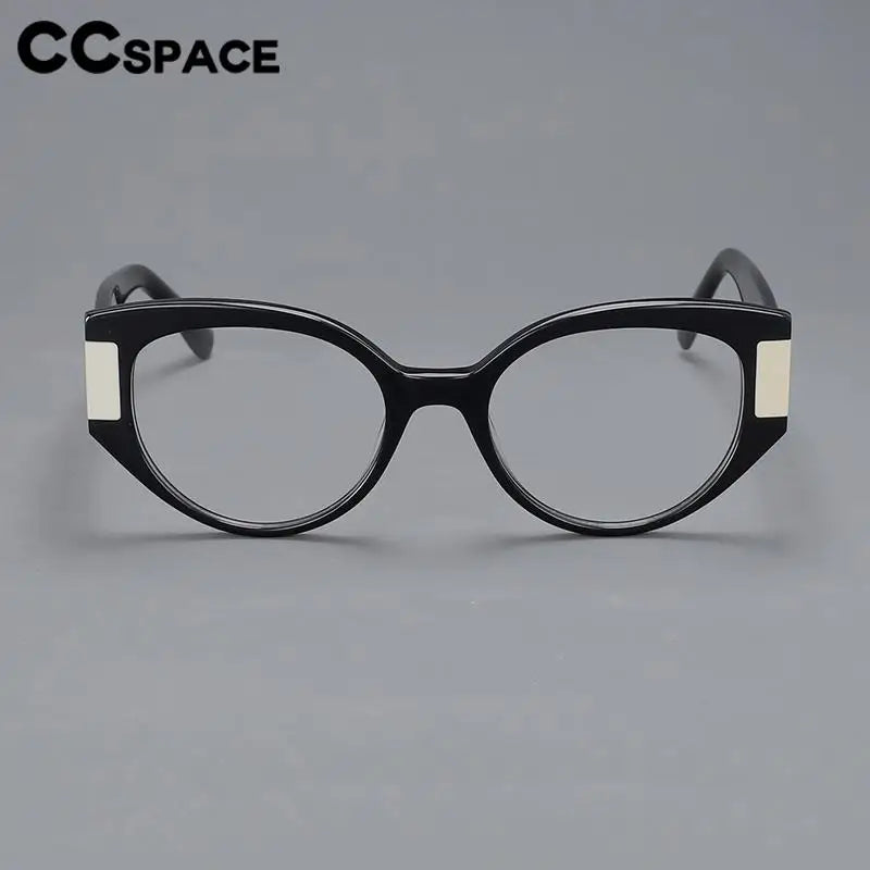 CCspace Unisex Full Rim Cat Eye Acetate Titanium Eyeglasses 57203 Full Rim CCspace   