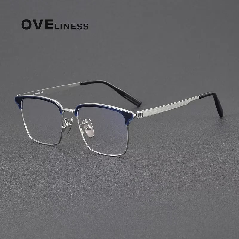 Oveliness Women's Full Rim Square Acetate Titanium Eyeglasses 80980