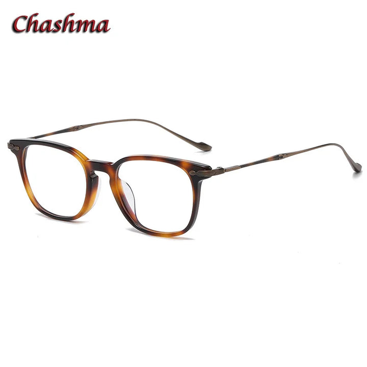 Chashma Ottica Unisex Full Rim Square Acetate Titanium Eyeglasses 695888
