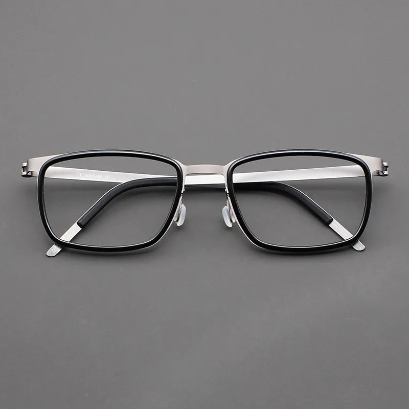 Black Mask Unisex Full Rim Rectangle Titanium Acetate Eyeglasses 9711 Full Rim Black Mask   