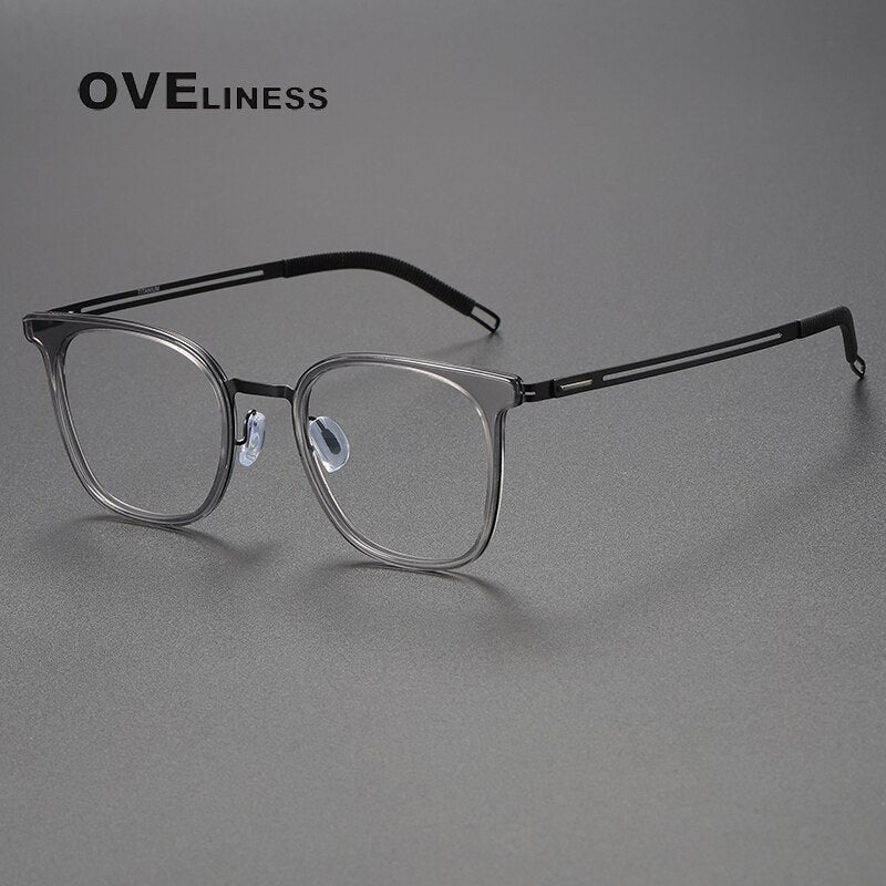 Oveliness Unisex Full Rim Square Titanium Eyeglasses Full Rim Oveliness grey black  