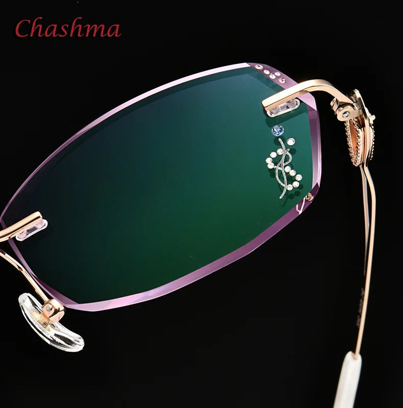 Chashma Ochki Women's Rimless Oval Square Titanium Eyeglasses