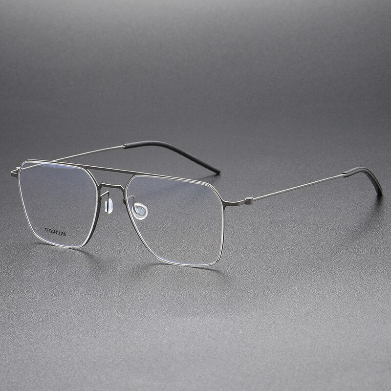 Aissuarvey Men's Full Rim Square Double Bridge Titanium Eyeglasses 554417 Full Rim Aissuarvey Eyeglasses Gray CN 