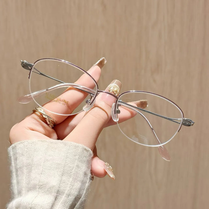 Vicky Women's Semi Rim Oval Titanium Reading Glasses 637022