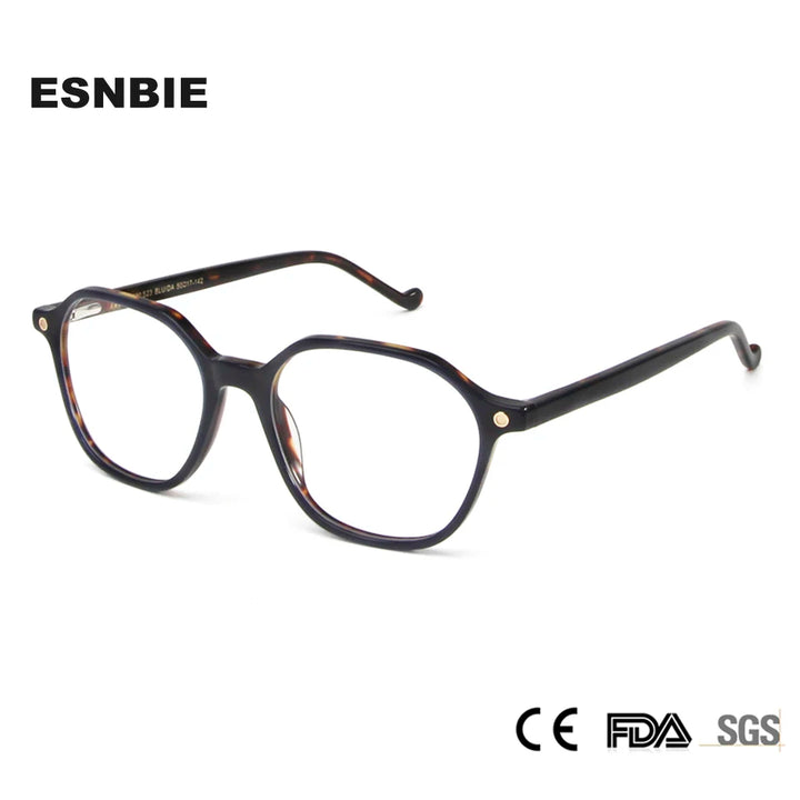 Esnbie Unisex Full Rim Square Polygon Acetate Eyeglasses 62023 Full Rim Esnbie   