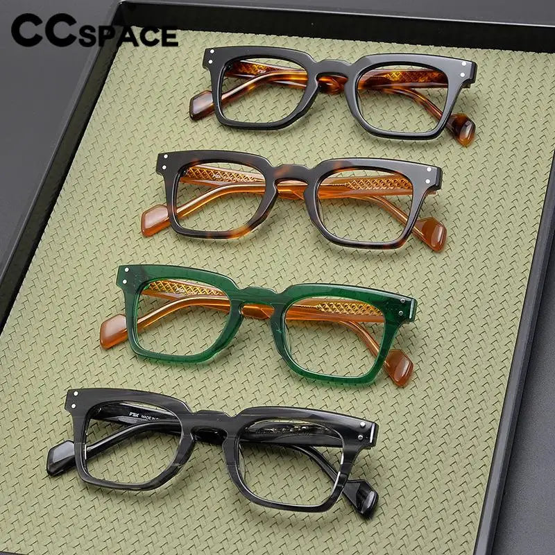 CCspace Unisex Full Rim Square Cat Eye Acetate Eyeglasses 57400 Full Rim CCspace   