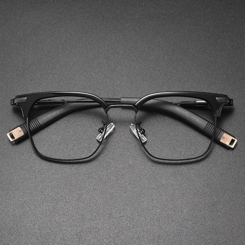 Yimaruili Men's Full Rim Square Titanium Acetate Eyeglasses Y107 Full Rim Yimaruili Eyeglasses   