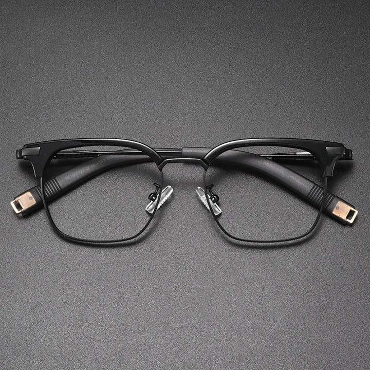 Yimaruili Men's Full Rim Square Titanium Acetate Eyeglasses Y107 Full Rim Yimaruili Eyeglasses   