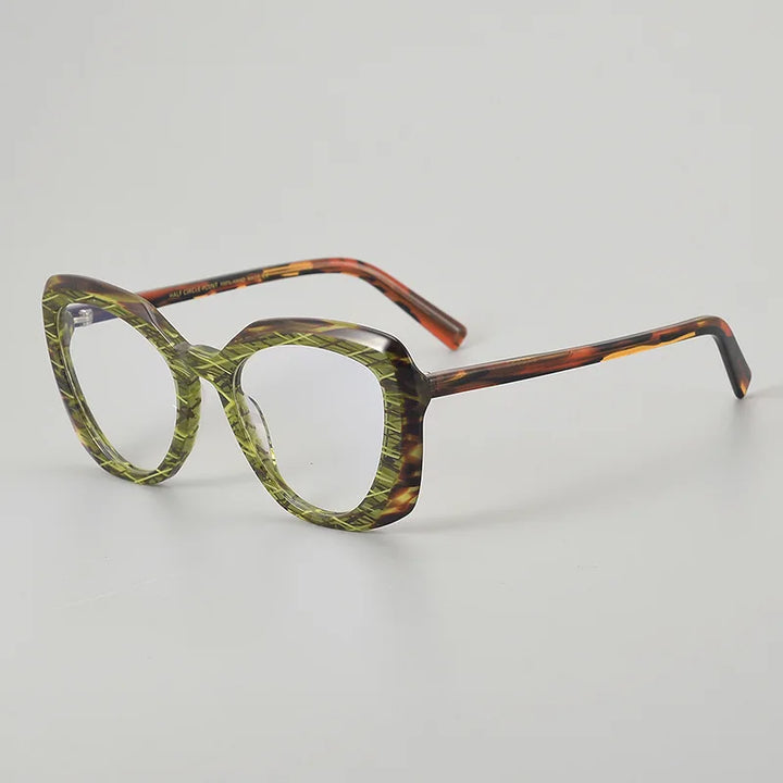 Hewei Unisex Full Rim Polygon Oval Acetate Eyeglasses 945084