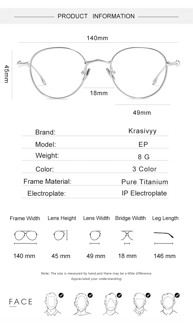 Krasivyy Unisex Full Rim Square Titanium Eyeglasses 14618 Full Rim Krasivyy   