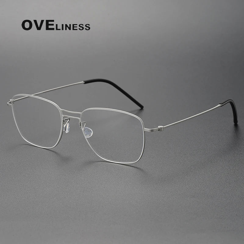 Oveliness Unisex Full Rim Square Double Bridge Titanium Eyeglasses O5524 Full Rim Oveliness silver  