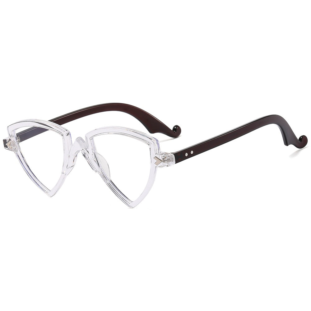 CCspace Women's Full Rim Irregular Triangle Tr 90 Eyeglasses 56405 Full Rim CCspace ClearBrown Beige 