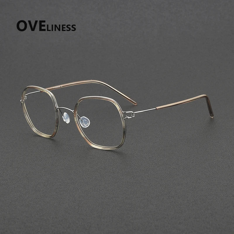 Oveliness Women's Full Rim Square Acetate Titanium Eyeglasses 381052