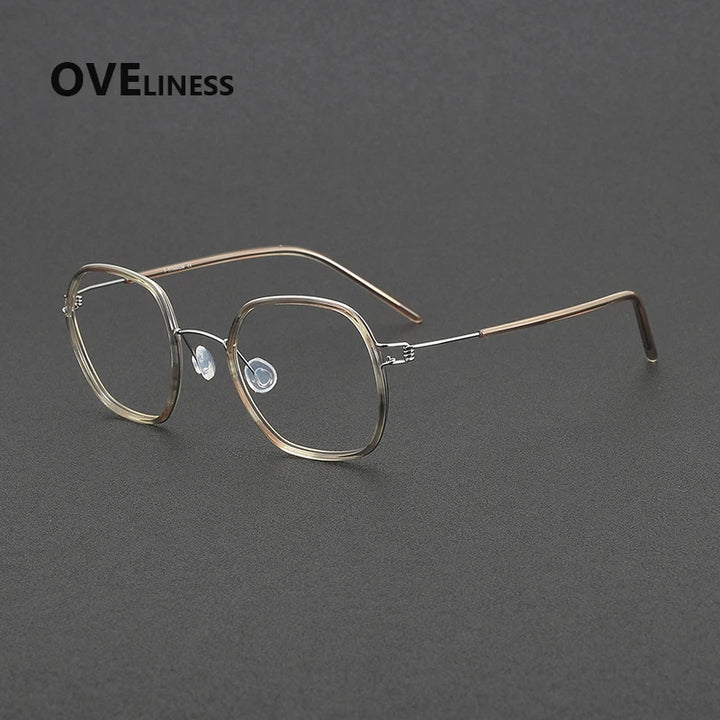 Oveliness Women's Full Rim Square Acetate Titanium Eyeglasses 381052