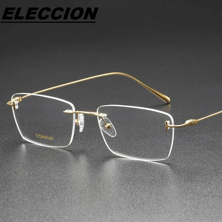 Eleccion Women's Rimless Square Titanium Eyeglasses 5678 Rimless FuzWeb