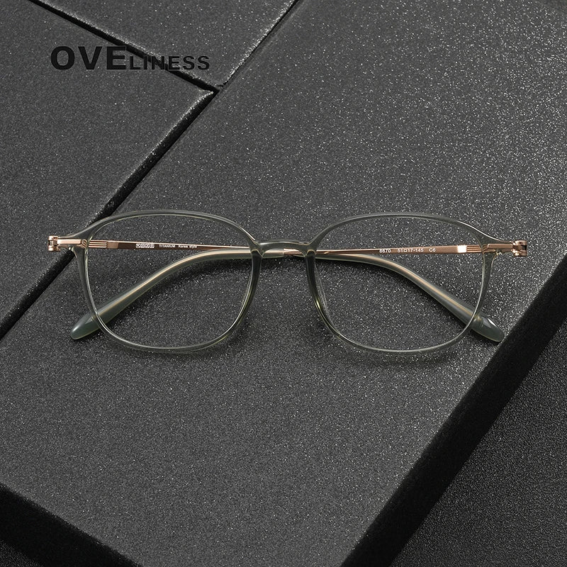 Oveliness Women's Full Rim Square Titanium Ultem Eyeglasses 8670 Full Rim Oveliness   