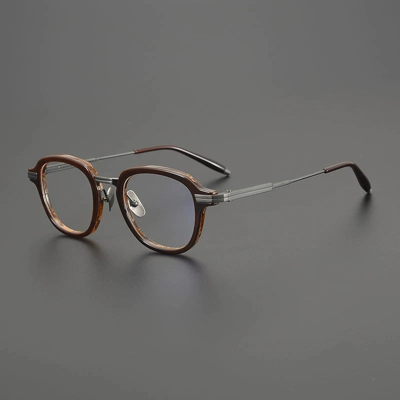 Gatenac Unisex Full Rim Square Acetate Titanium Eyeglasses G9828