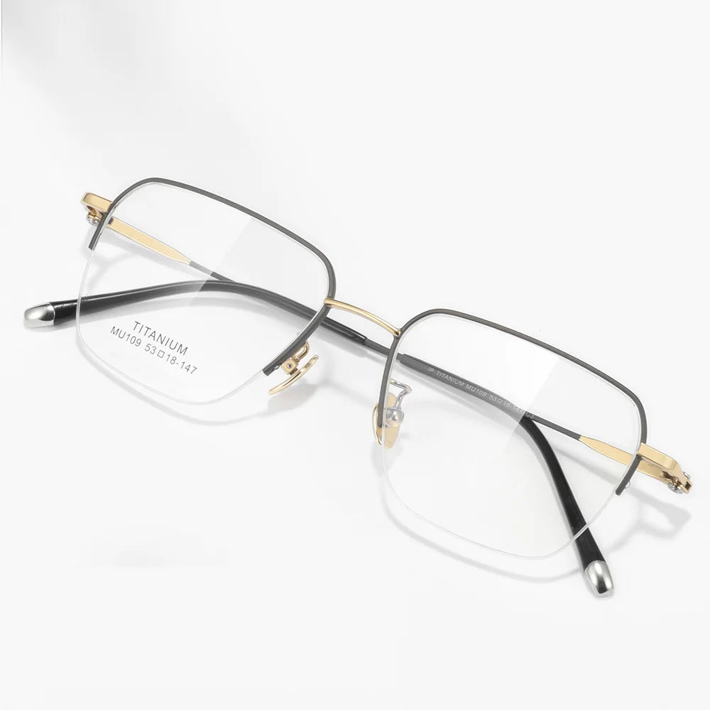 Gmei Optical MU109 men's square titanium prescription eyeglasses