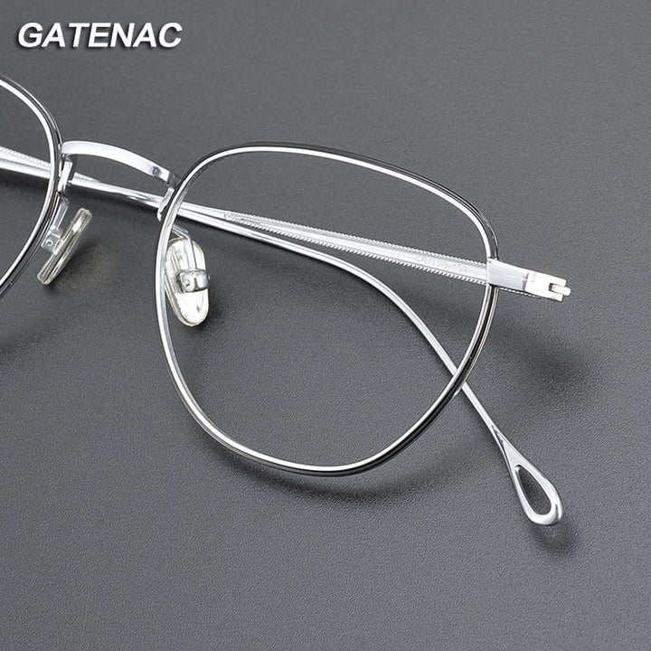 Gatenac Unisex Full Rim Square Titanium Eyeglasses Gxyj1046 Full Rim Gatenac   