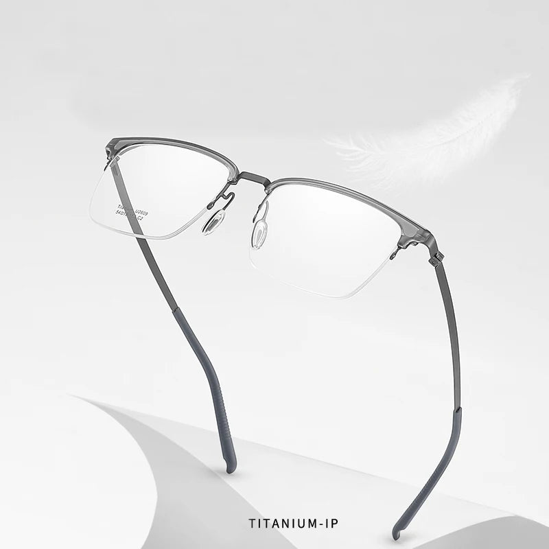 Reven Jate Unisex Semi Rim Square Titanium Eyeglasses 2609 Semi Rim Reven Jate   