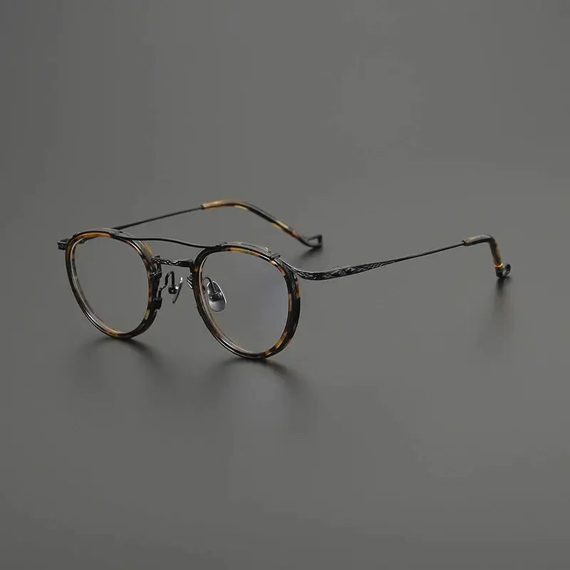 Gatenac Unisex Full Rim Oval Double Bridge Acetate Titanium Eyeglasses 574154 FuzWeb